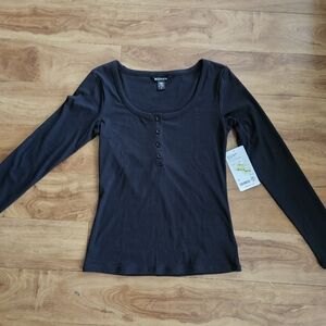 NWT Athleta Signature Rib Henley long sleeve